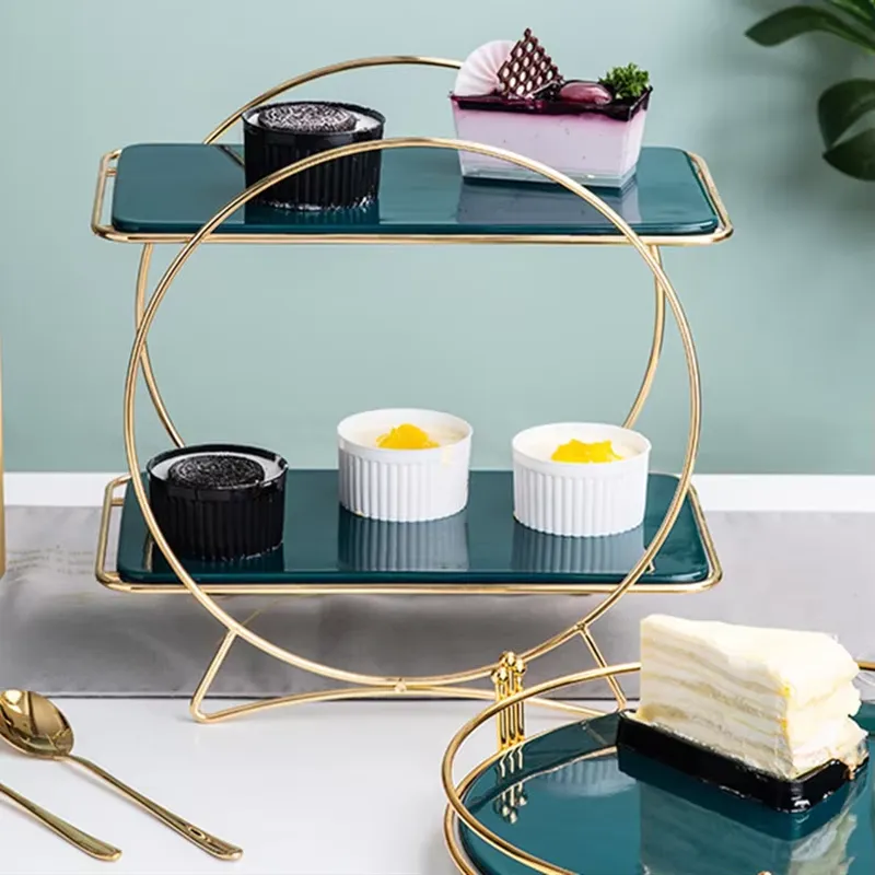 Display Risers Set - Lüks Altın Rengi Pasta Standı Seti,